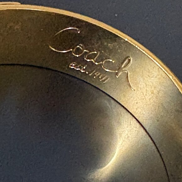 Coach Gold-Tone Purple Enamel Snake Print Bangle Bracelet Jewelry - Picture 6 of 11